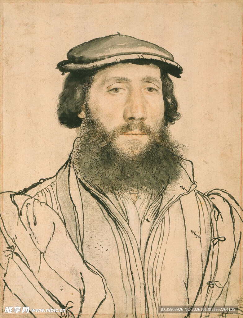 古典男子素描肖像