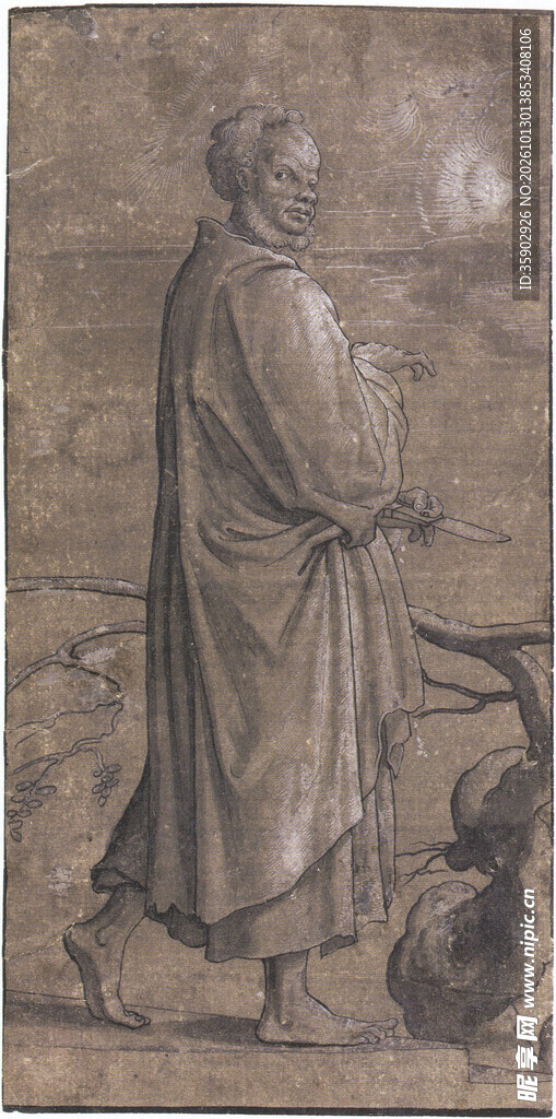 古典长袍人物素描