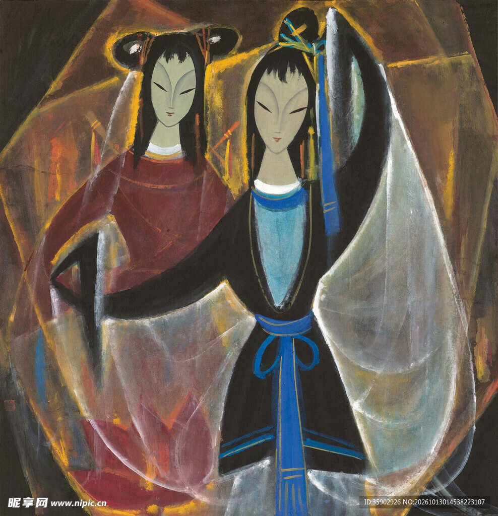 国风古典双仕女装饰画