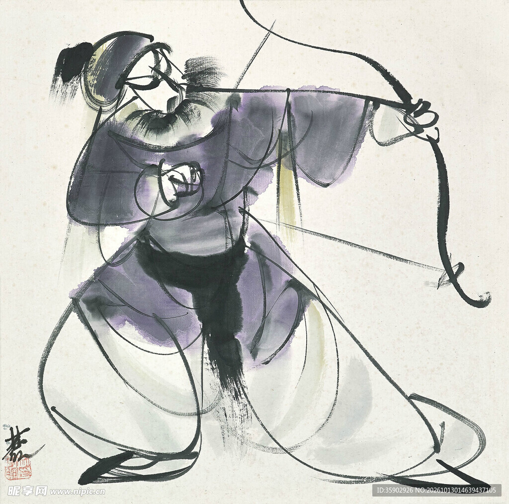 水墨古风射箭武士