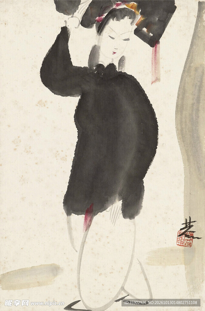 水墨古风仕女图