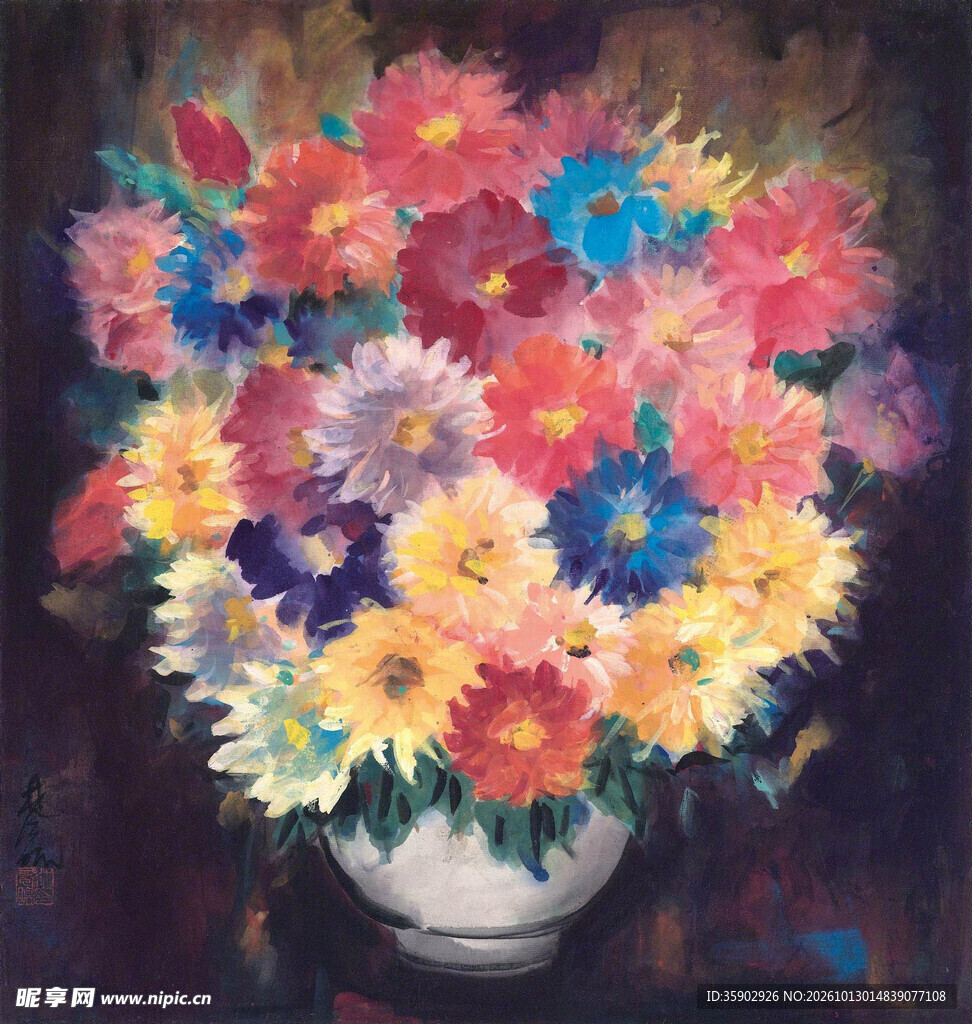 瓶中繁花艺术画作