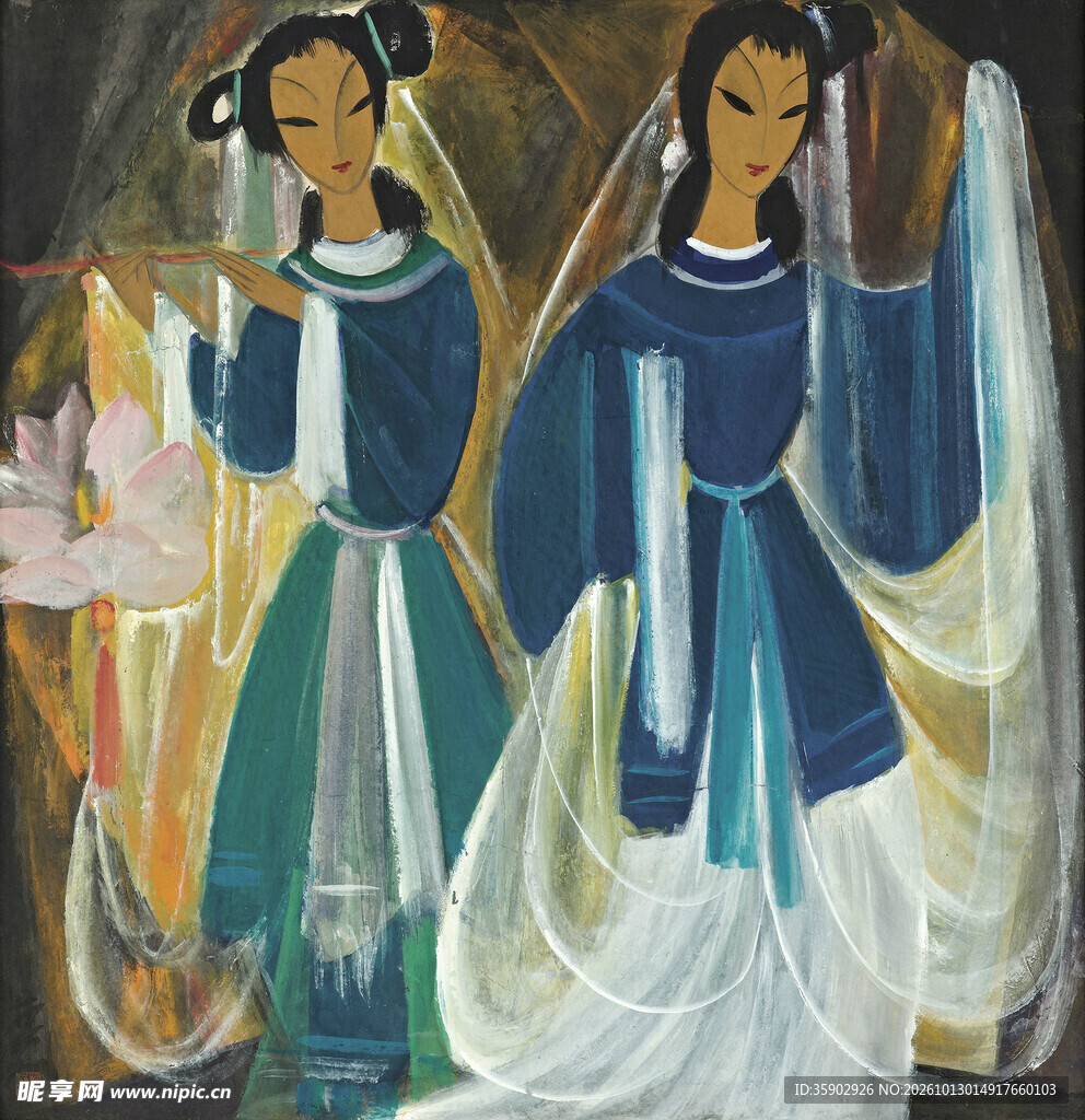 古风双仕女装饰艺术画