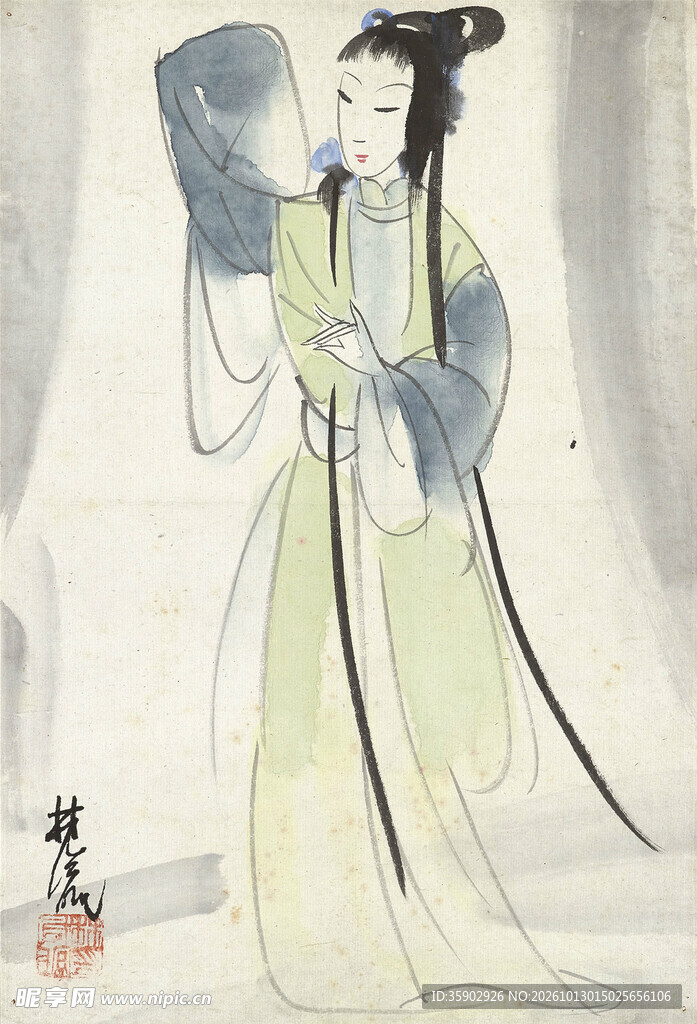 水墨古风仕女图