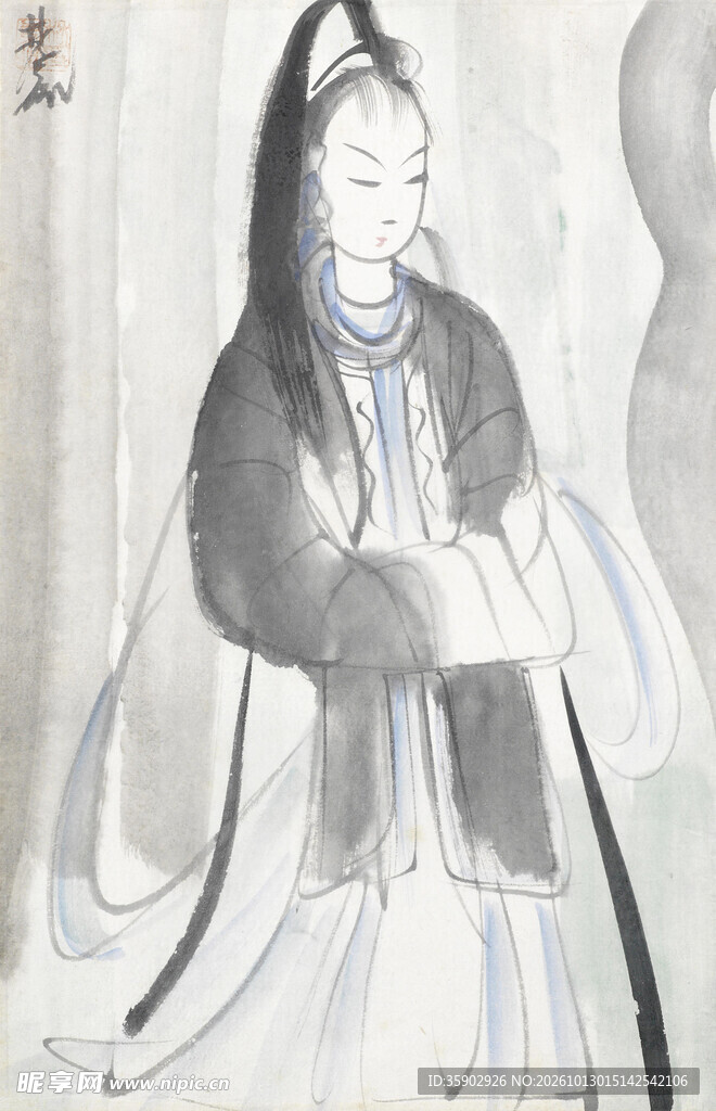 水墨古风仕女图