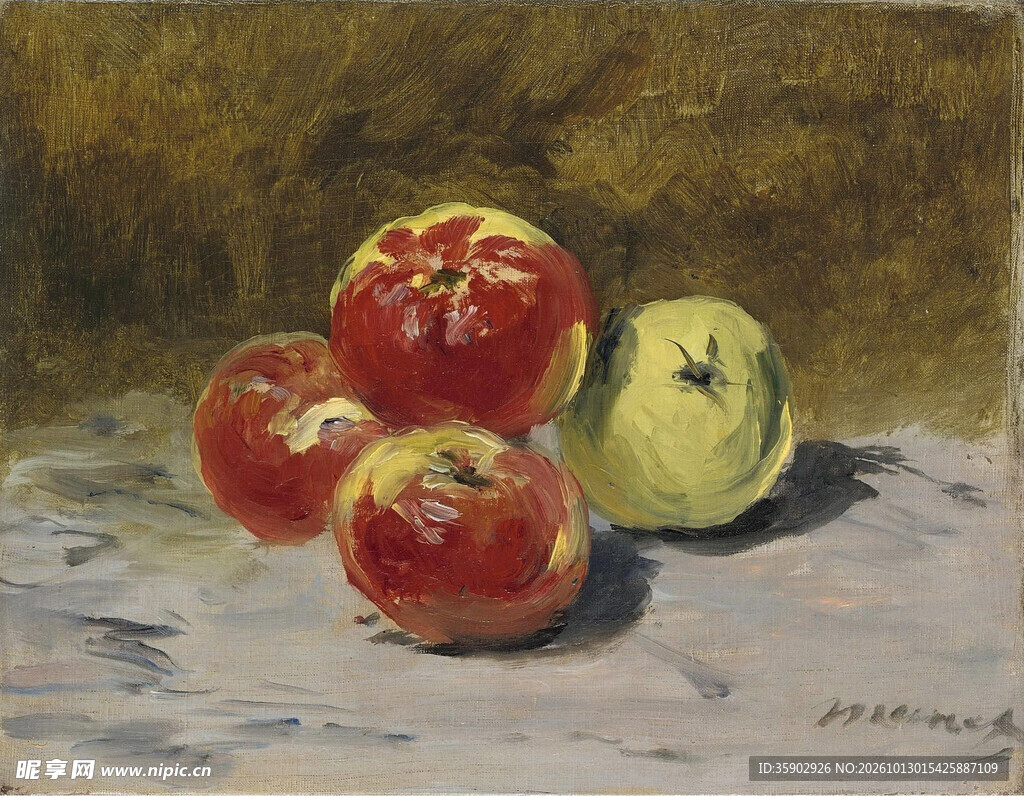苹果静物油画
