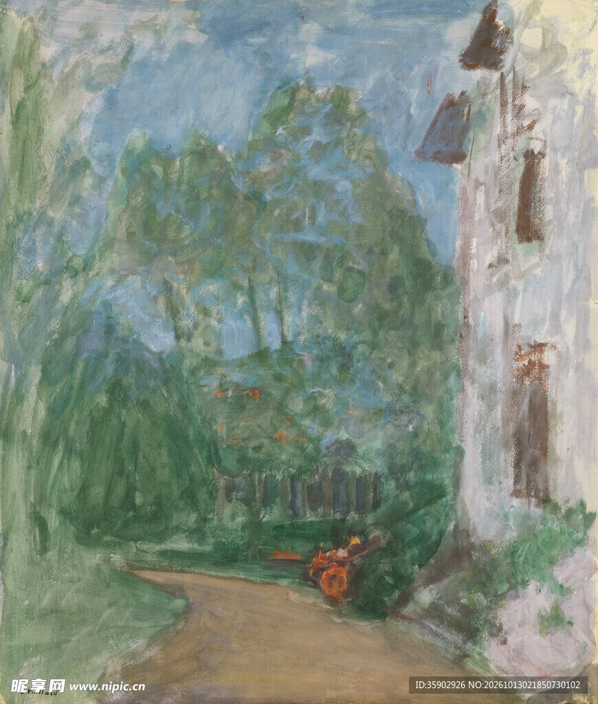 郊外小屋风景油画