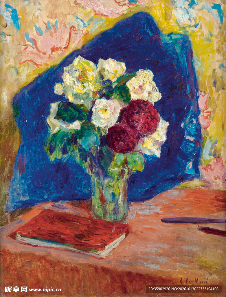 瓶花静物油画