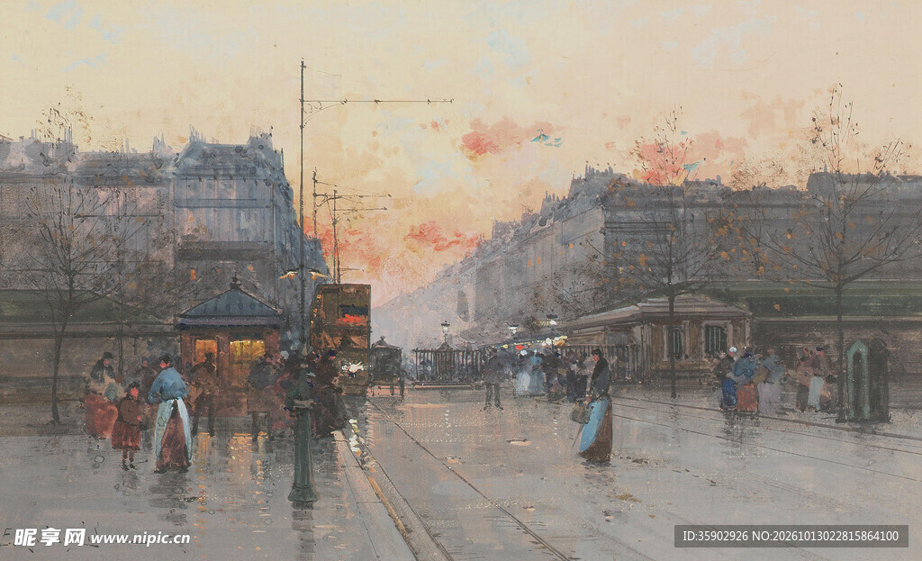 雨后黄昏复古街景