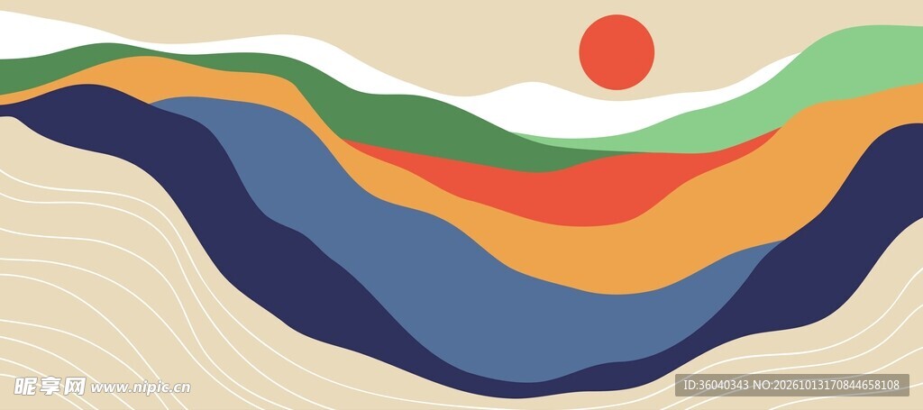 山水风景插画