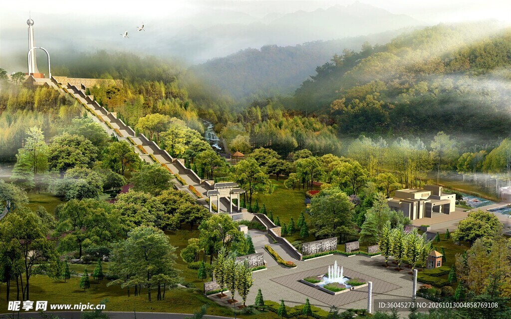 山地景区步道景观效果图