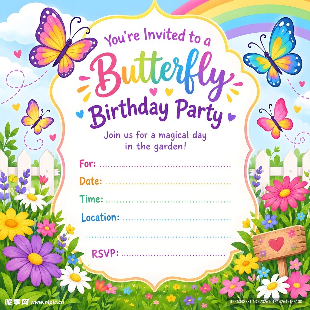 蝴蝶生日请柬