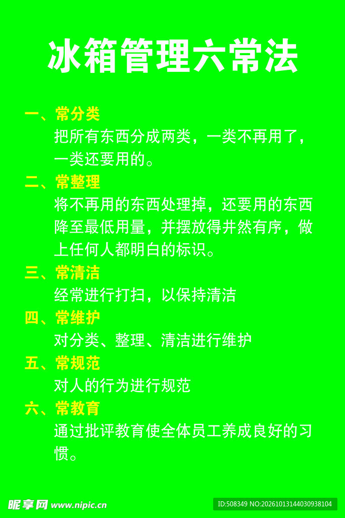 冰箱管理六常法