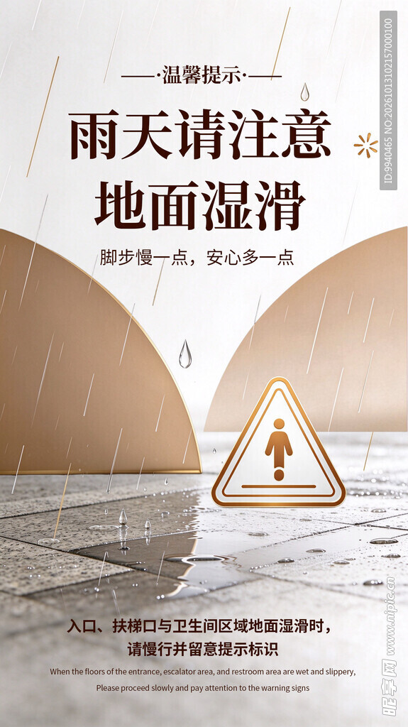 雨天地面湿滑温馨提示