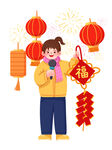 记者职业人物春节忙碌场景元素