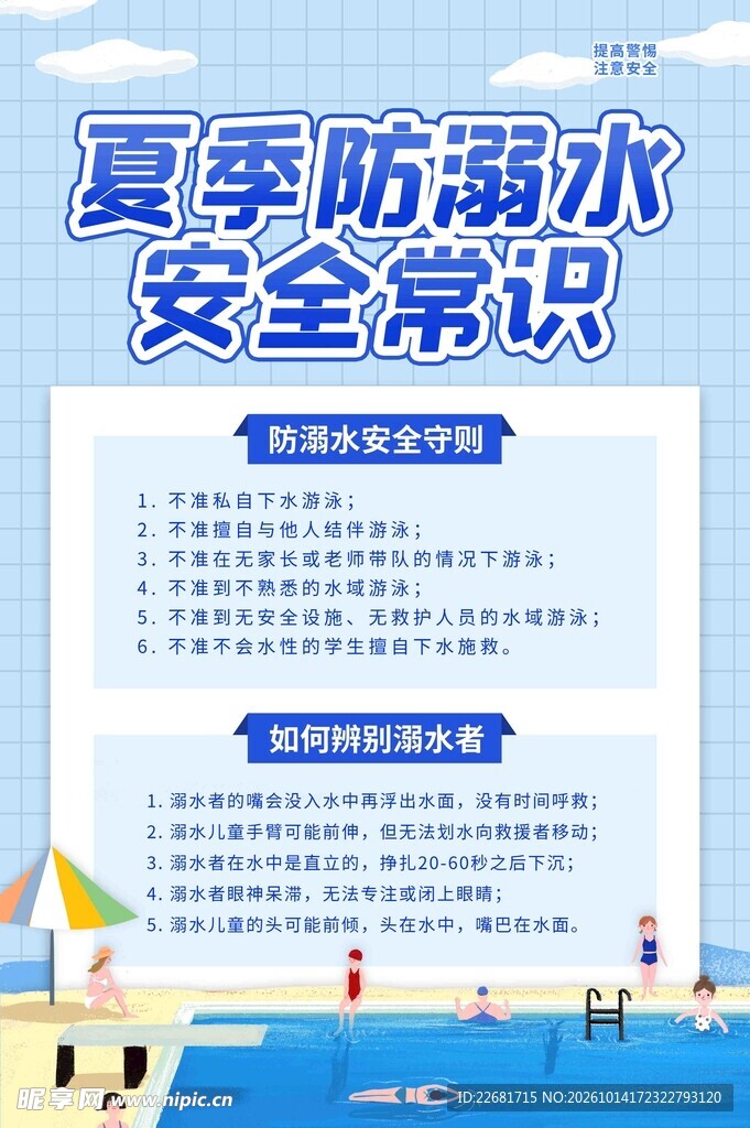 夏季防溺水安全常识海报