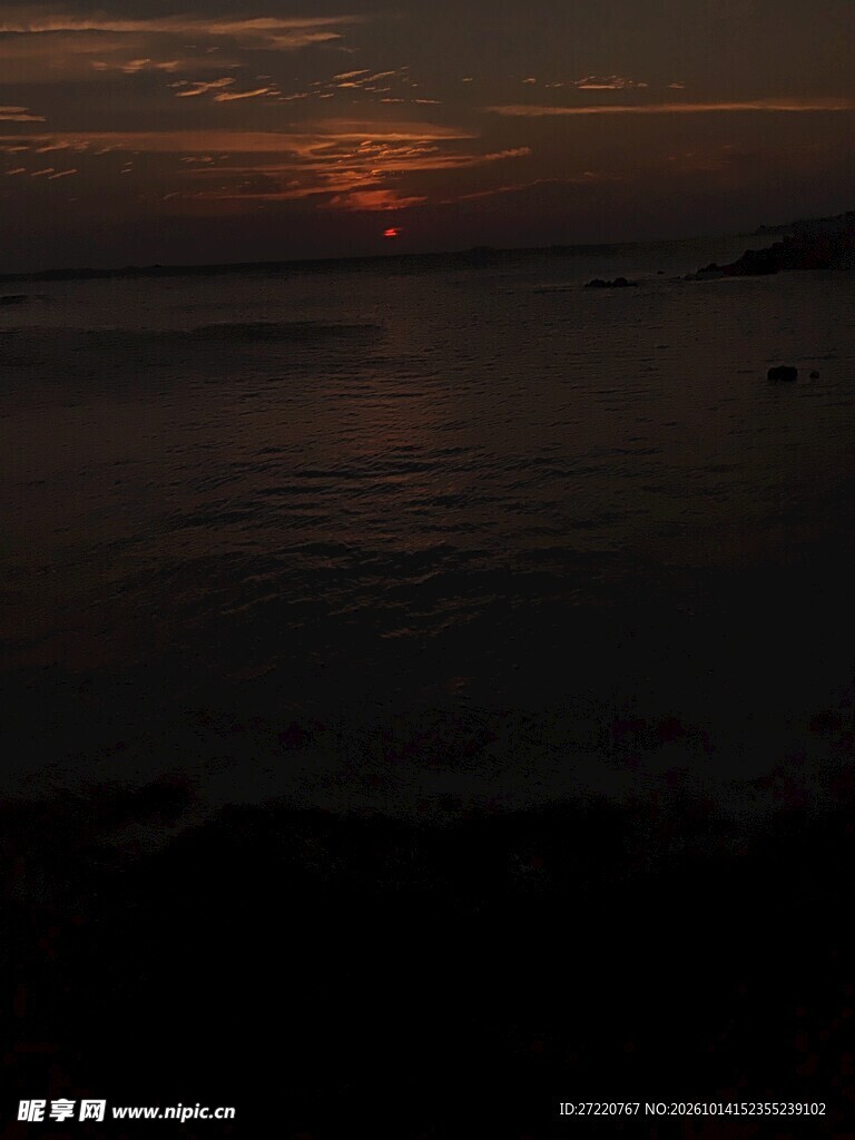 湖面黄昏落日美景 红海湾