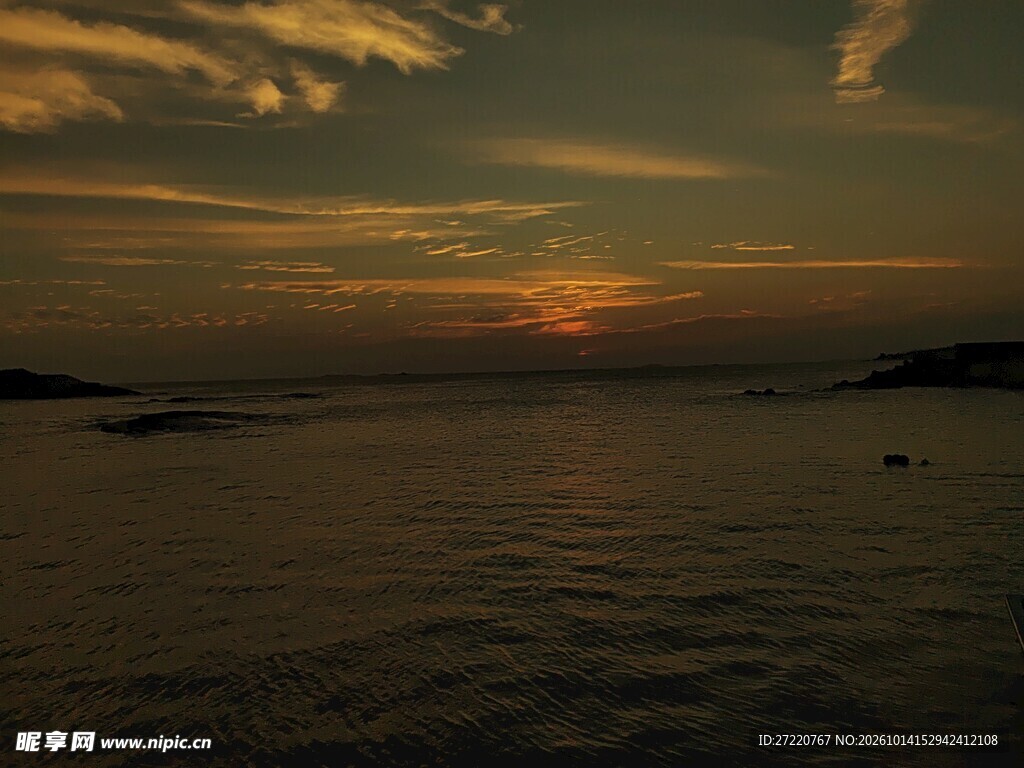 海面黄昏日落美景 红海湾