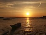 海上日落孤舟风光 红海湾