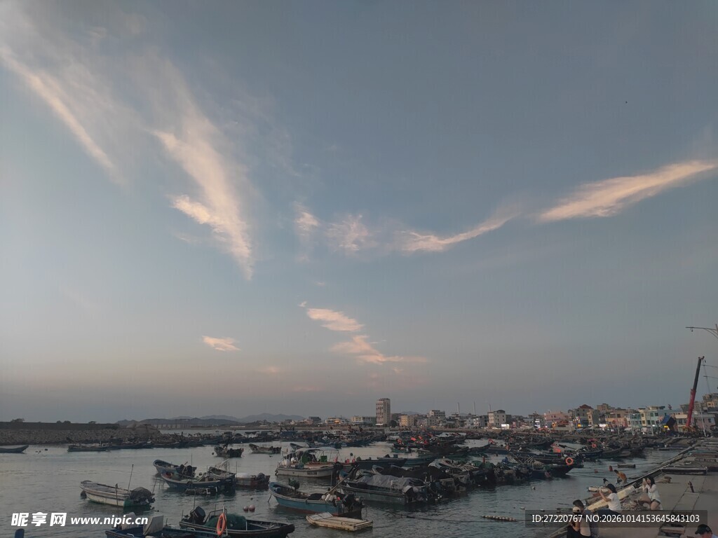 黄昏渔港风光 汕尾红海湾