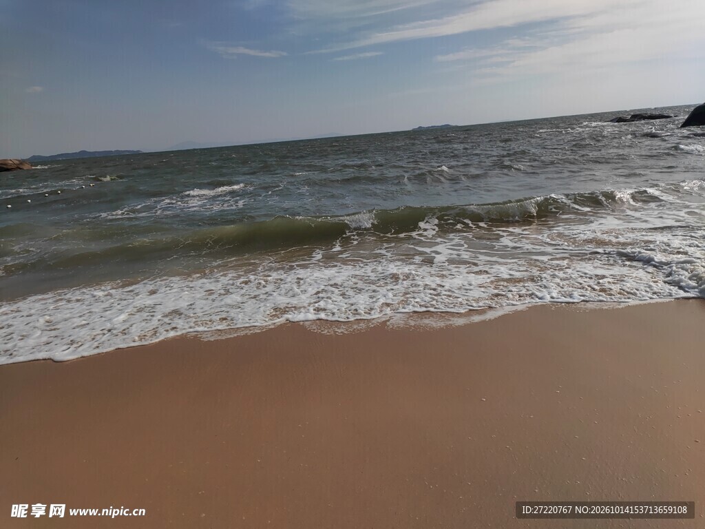 海边沙滩海浪风光 汕尾红海湾