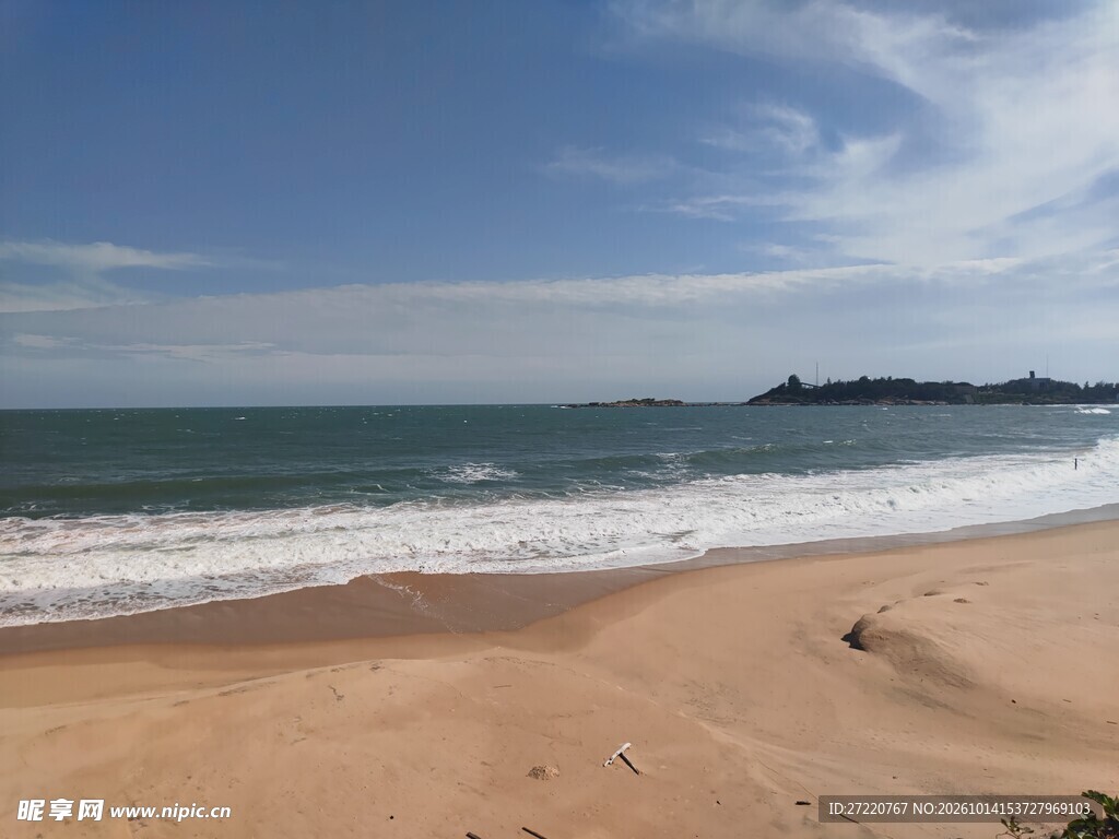 晴日海滨沙滩风光 汕尾红海湾