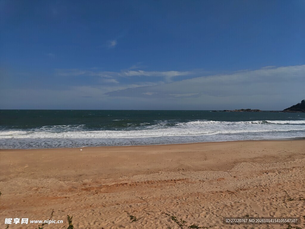 晴日海滨沙滩美景 汕尾红海湾