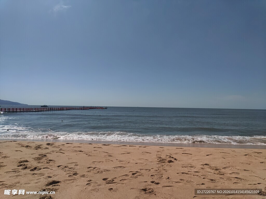 晴日海滨沙滩美景 汕尾红海湾