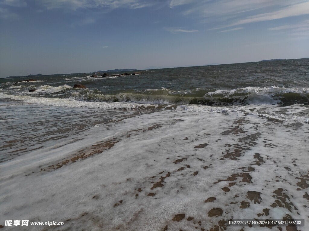 海岸沙滩自然风光 汕尾红海湾