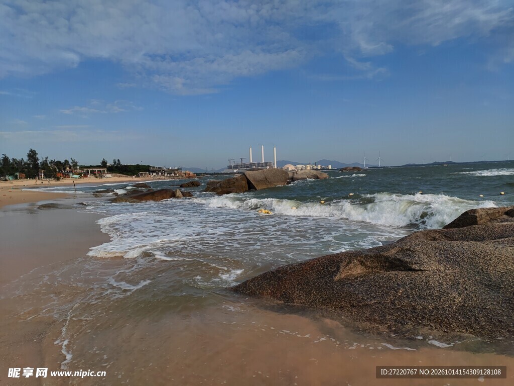 海滨海岸自然风光 汕尾红海湾