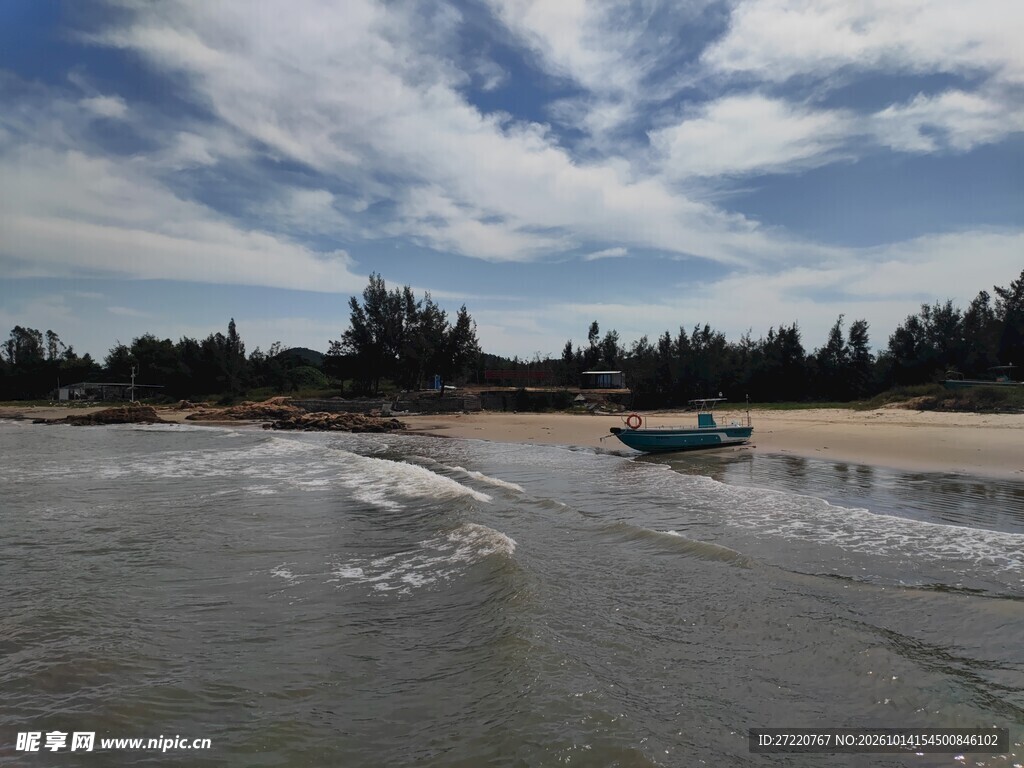 海岸浅滩风光 汕尾红海湾