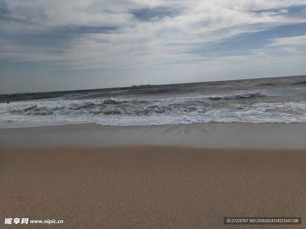 海滨沙滩海浪自然风景 汕尾红海