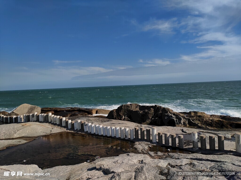 海岸防波堤海景 汕尾红海湾