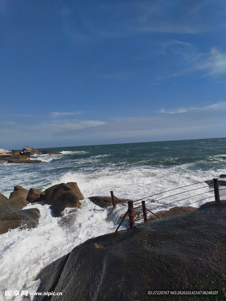 晴日海滨浪涛风光 汕尾红海湾