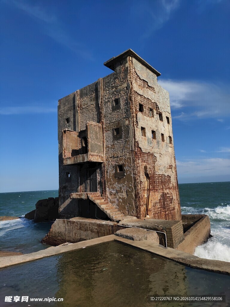 海边石塔建筑风光 汕尾红海湾