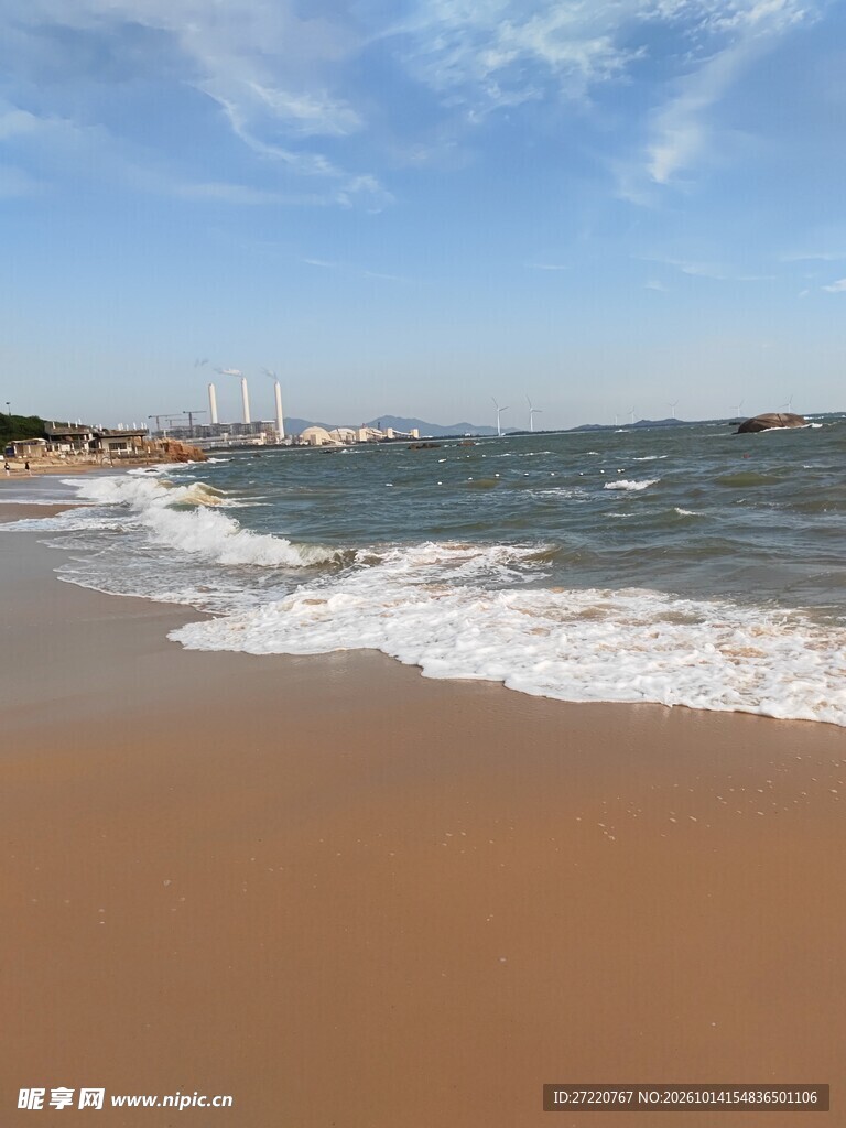 晴日海边沙滩风光 汕尾红海湾