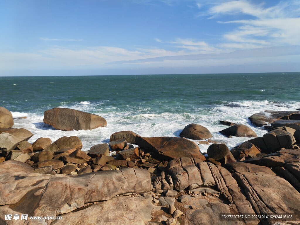 滨海礁石海岸风光 红海湾