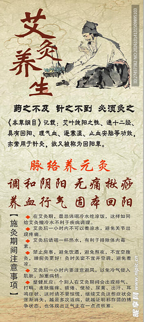 艾灸养生科普宣传海报