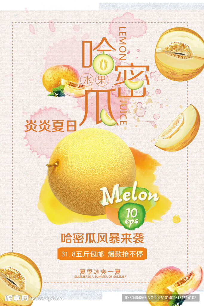 哈密瓜水果宣传海报