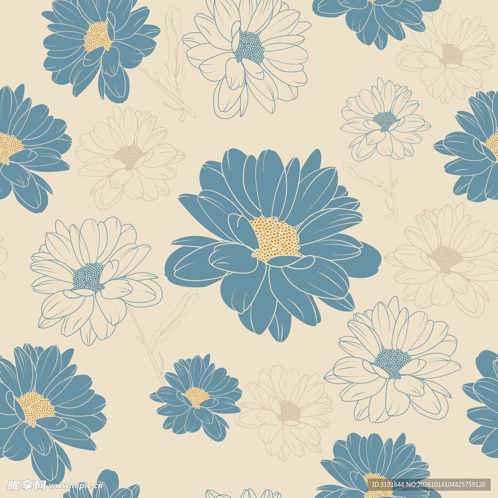 花朵四方连续图案