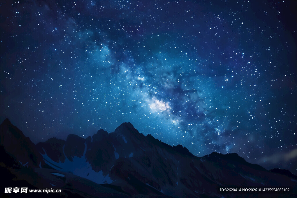 山间银河星空夜景