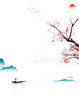 国风水墨山水梅花意境
