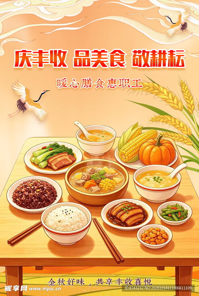 庆丰收品美食海报