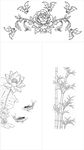 手绘线描国风植物纹样