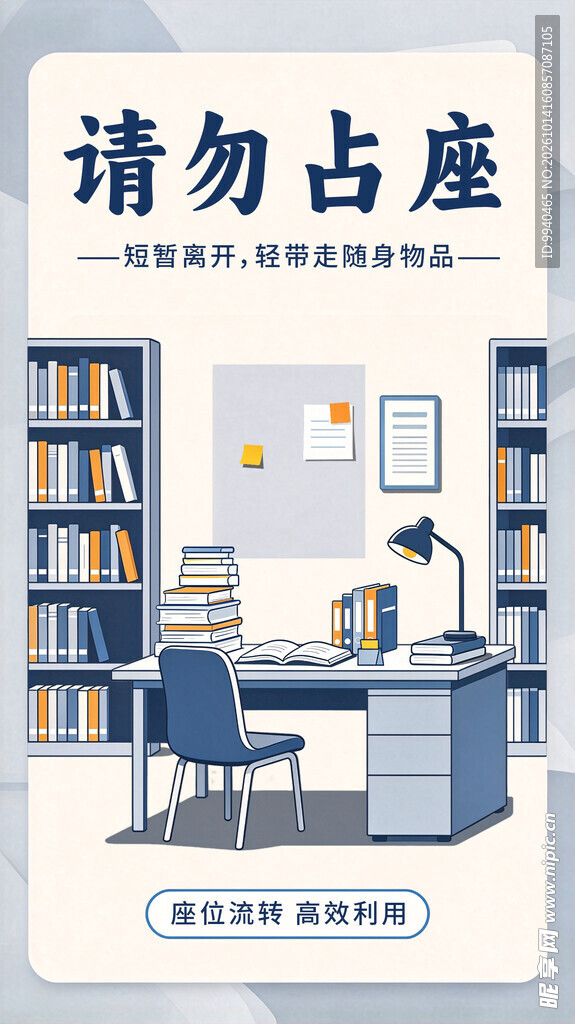 请勿占座提示海报