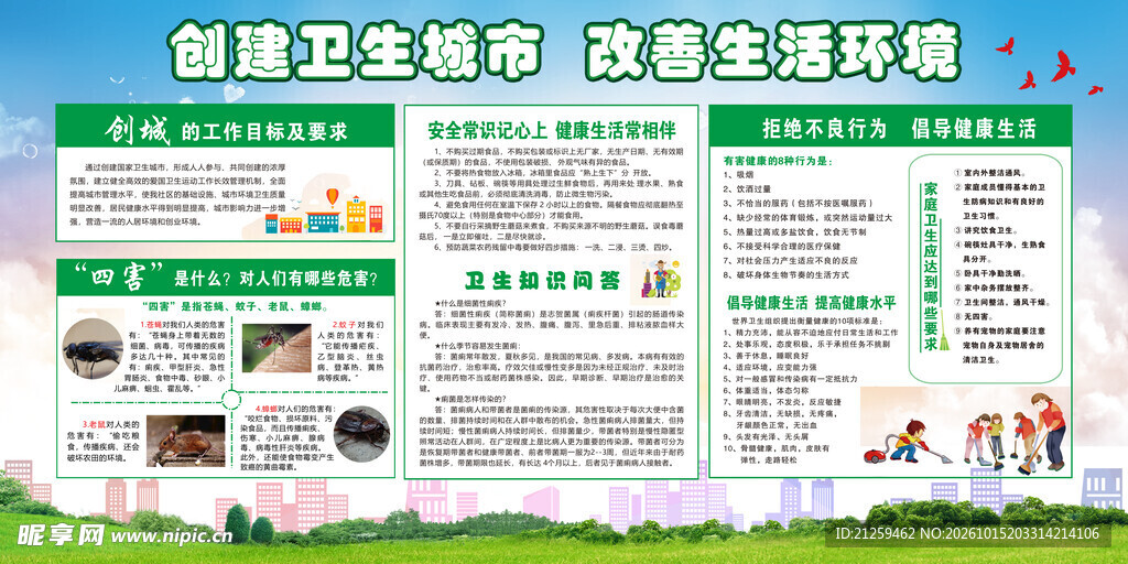 创家卫生城市社区宣传公益展板