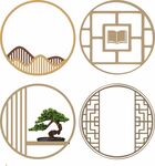 镂空窗户 新中式圆形装饰元素