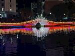 城市夜景水面灯光倒影