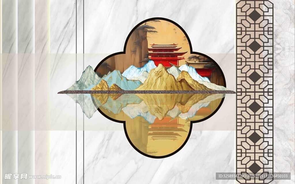 新中式山水装饰图案