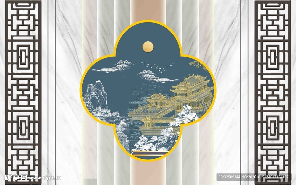 古风云纹玉佩图案